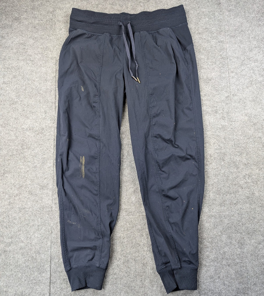 Lululemon Dance Studio Joggers Womens 10 Blue Athletic Pull On Ribbed Cuff Pants